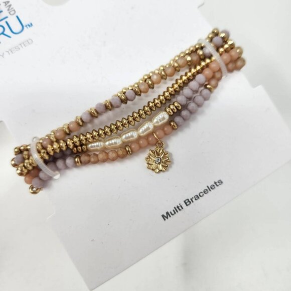Time And Tru Multi Bracelets With Beads & Small Sunflower Pendant - Picture 3 of 6